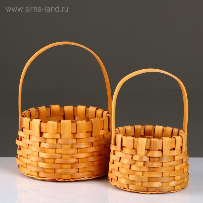 Набор корзин плетеных, секвойя, 18х12/26 см, 13,5х10,5/23 см, 2 шт., натуральный Набор корзин плетеных, секвойя, 18х12/26 см, 13,5х10,5/23 см, 2 шт., натуральный
