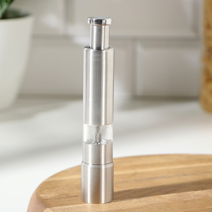 Мельница для специй Доляна «Элит», 15×3 см, металлический механизм, цвет серебряный Мельница для специй Доляна «Элит», 15×3 см, металлический механизм, цвет серебряный