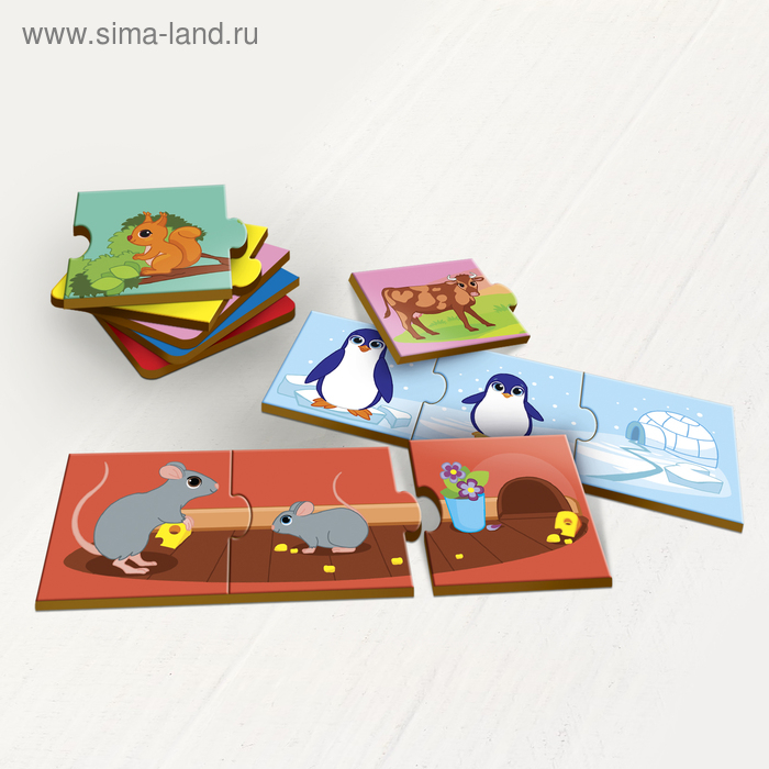 Пазл тройной «Мама, малыш, домик», деталь 5х5 см Пазл тройной «Мама, малыш, домик», деталь 5х5 см