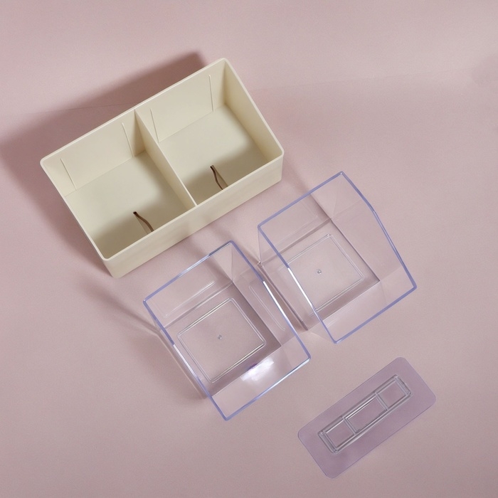 Органайзер для хранения, подвесной, 2 секции, 22,5 × 13,5 × 12 см, цвет молочный/прозрачный