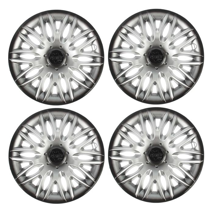 Колпаки колесные R14 Колпаки колесные R14 "ПАУЭР", серебристо-черный, набор 4 шт.