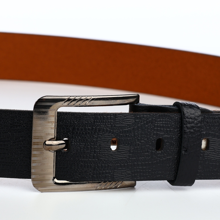 Ремень мужской, ширина 3,5 см, винт, пряжка металл, цвет чёрный