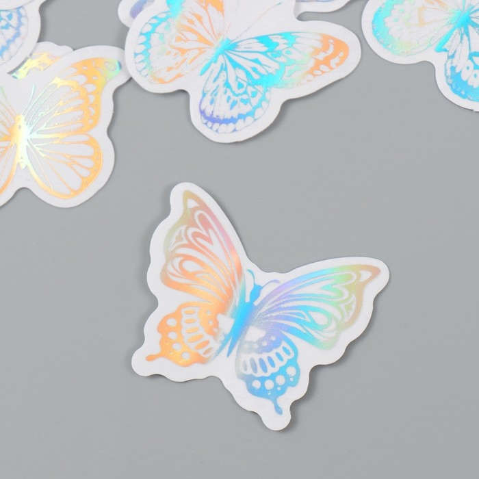 Наклейка пластик Наклейка пластик "Голография. Бабочки" набор 38 шт 13х11,5х0,5 см