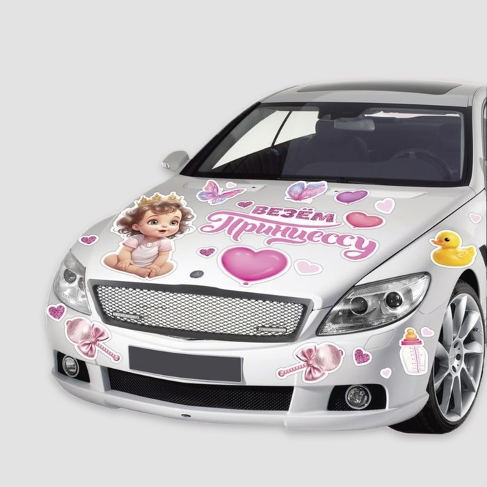 Набор магнитов на авто «Везем принцессу», на выписку, 42 см х 29,7 см Набор магнитов на авто «Везем принцессу», на выписку, 42 см х 29,7 см