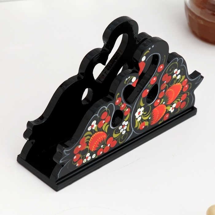 Салфетница «Пара лебедей», 4 х 9 см, хохлома Салфетница «Пара лебедей», 4 х 9 см, хохлома