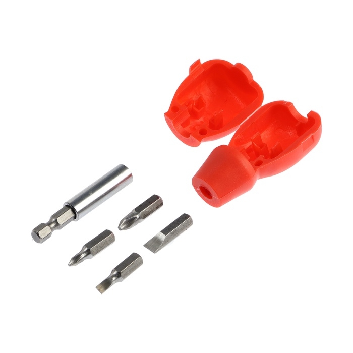 Отвертка с набором бит ЛОМ, пластиковая рукоятка, 5 предметов Отвертка с набором бит ЛОМ, пластиковая рукоятка, 5 предметов