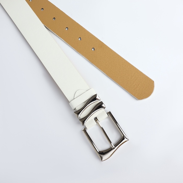 Ремень женский, ширина 3,3 см, винт, пряжка металл, цвет белый Ремень женский, ширина 3,3 см, винт, пряжка металл, цвет белый