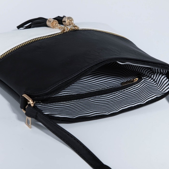 Сумка кросс-боди на молнии, цвет чёрный/белый Сумка кросс-боди на молнии, цвет чёрный/белый