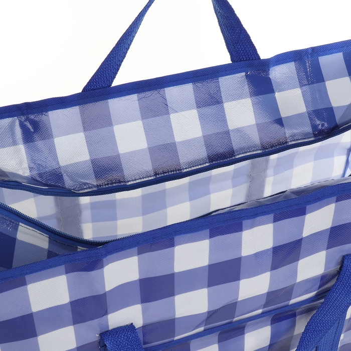 Сумка хозяйственная на молнии, цвет синий/белый Сумка хозяйственная на молнии, цвет синий/белый