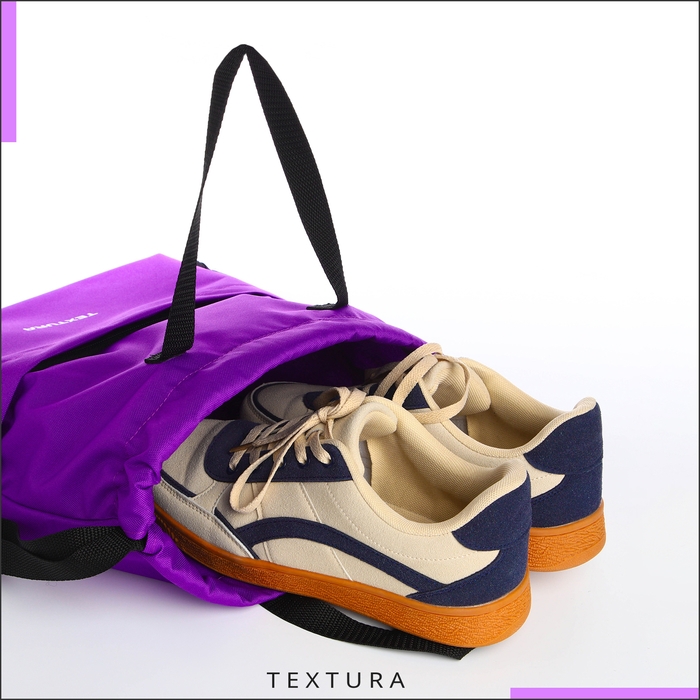 Мешок для обуви на стяжке, наружный карман, TEXTURA, цвет сиреневый Мешок для обуви на стяжке, наружный карман, TEXTURA, цвет сиреневый