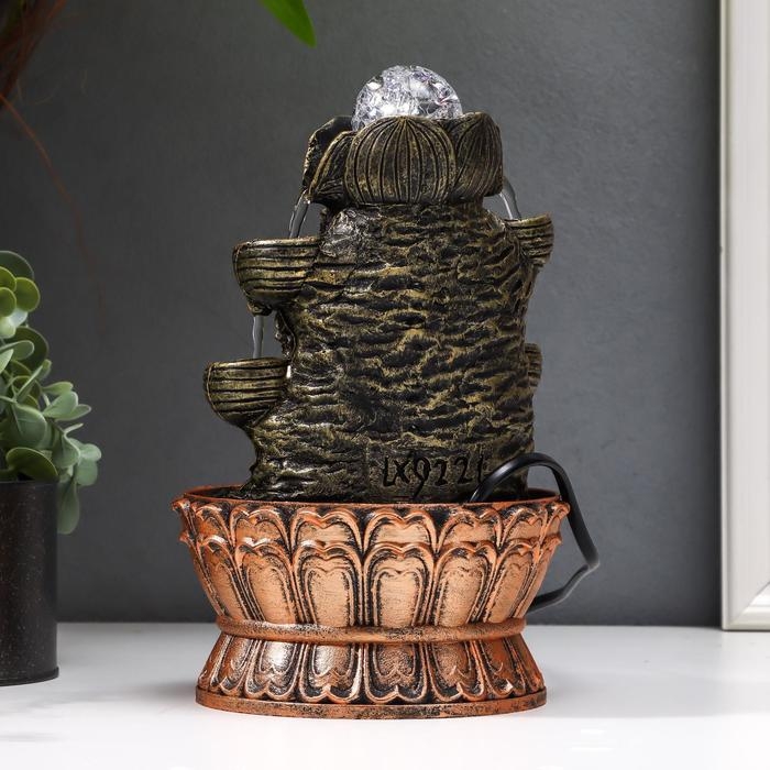 Фонтан настольный от сети, подсветка Фонтан настольный от сети, подсветка "Кришна и Радха у фонтана" 22,5х15х15 см