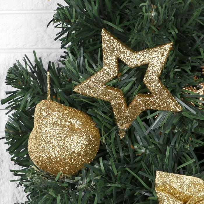 Ёлка декор настенная  Ёлка декор настенная "Звёзды шишки" 45 см, золото