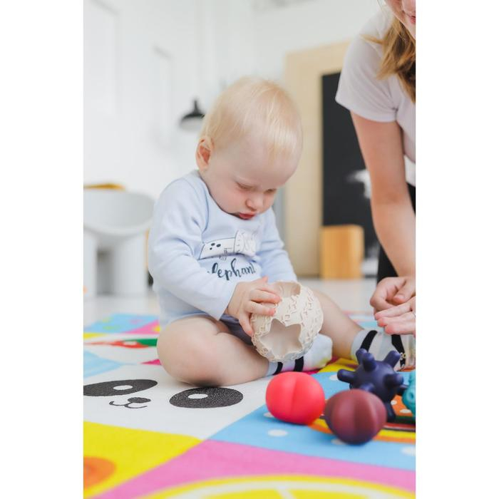 Развивающий тактильный мячик-сортер 2 в 1, с пищалкой, 5 шт, Крошка Я Развивающий тактильный мячик-сортер 2 в 1, с пищалкой, 5 шт, Крошка Я