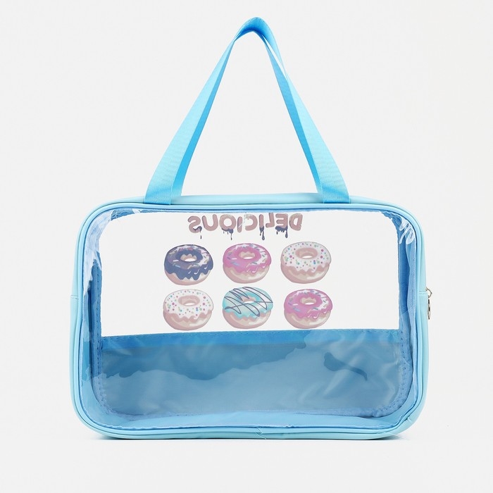 Косметичка на молнии, цвет голубой