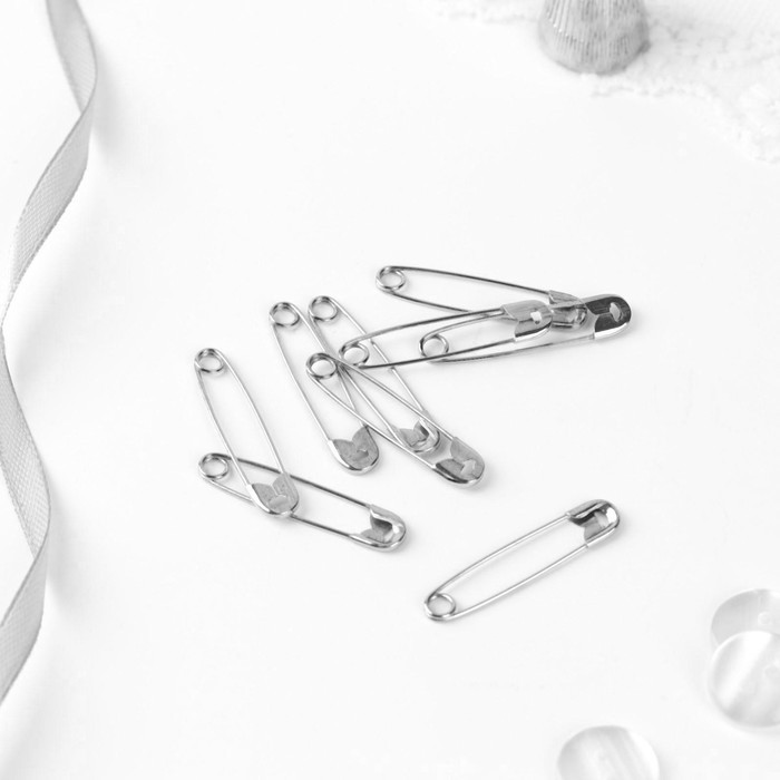 Булавки английские, 35 мм, 10 шт, цвет никель Булавки английские, 35 мм, 10 шт, цвет никель