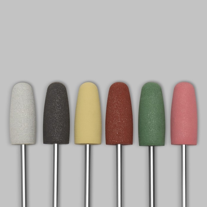 Фрезы силиконовые для полировки, в пакете, 6 шт, d = 10 мм, разноцветные Фрезы силиконовые для полировки, в пакете, 6 шт, d = 10 мм, разноцветные