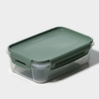 Контейнер пищевой Lock&Ok, 0,75 л, 18,6×12,2×5,5 см,прозрачный, крышка зеленая