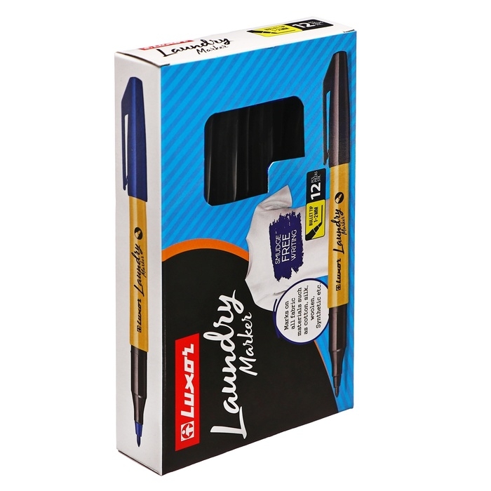 Маркер перманентный для ткани, прачечных 1-2 мм Luxor Маркер перманентный для ткани, прачечных 1-2 мм Luxor "Laundry", пулевидный, черный