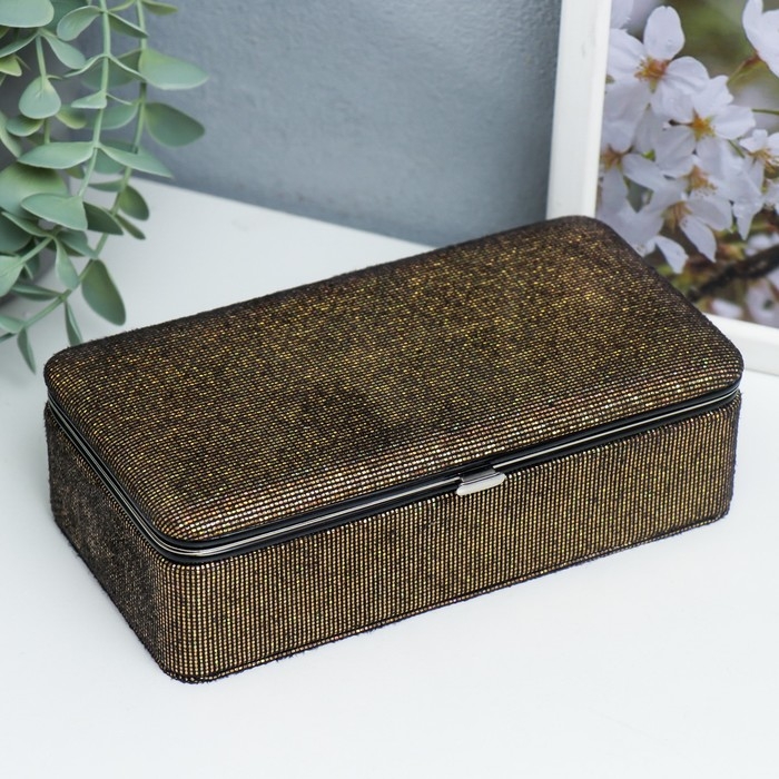 Шкатулка кожзам для украшений  Шкатулка кожзам для украшений "Мелкие квадратики. Шоколад" 6х9,8х18,5 см