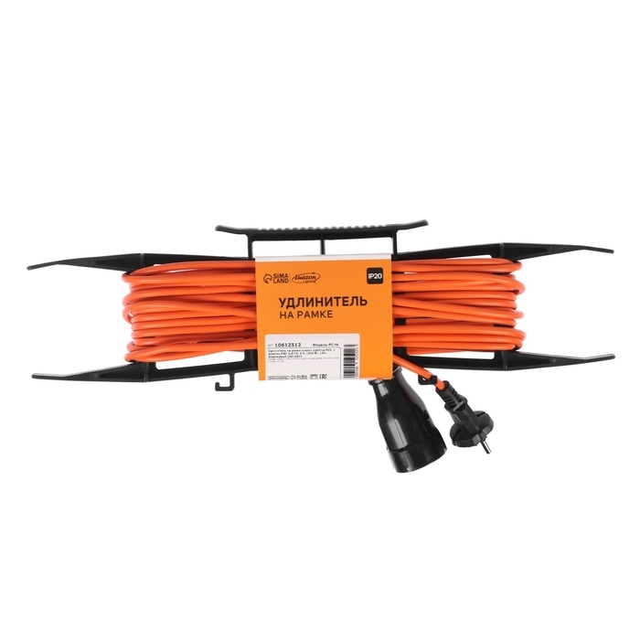 Удлинитель на рамке Luazon Lighting ECO, 1 розетка,ПВС 2х0.75, 6 А, 1300 Вт, IP 20, 10м, Оранжевый Удлинитель на рамке Luazon Lighting ECO, 1 розетка,ПВС 2х0.75, 6 А, 1300 Вт, IP 20, 10м, Оранжевый