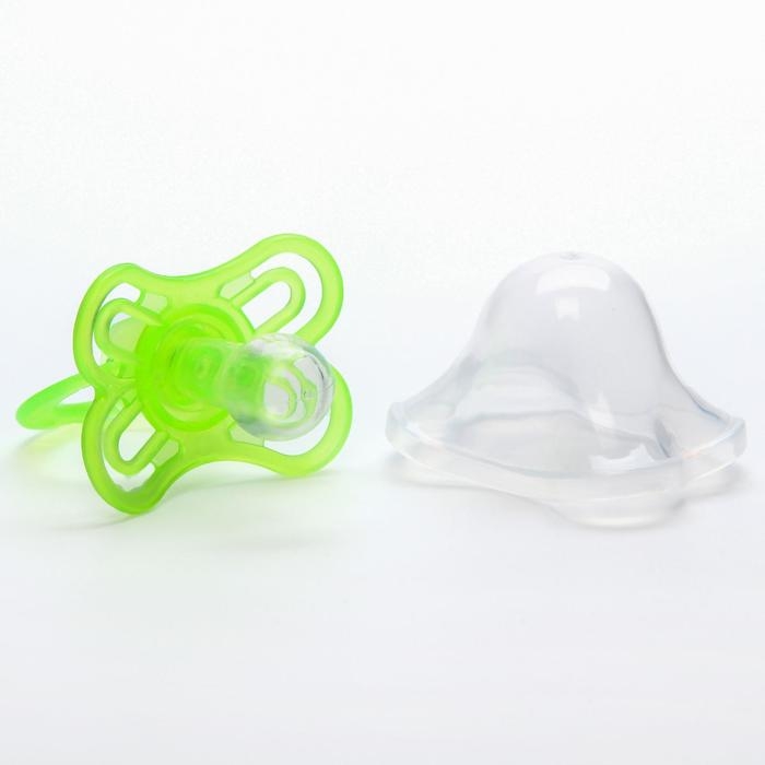 Соска - пустышка силиконовая классическая «Бабочка», от 6 мес., с колпачком, цвет зеленый Соска - пустышка силиконовая классическая «Бабочка», от 6 мес., с колпачком, цвет зеленый