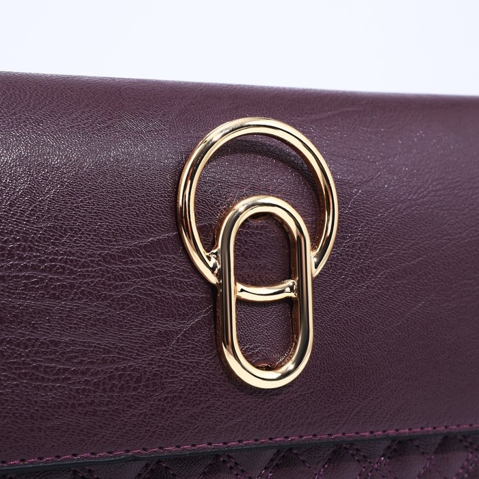 Сумка-клатч на магните, длинный ремень, цвет фиолетовый