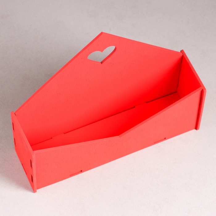 Кашпо деревянное 21×6×18 см Конверт  Кашпо деревянное 21×6×18 см Конверт "Доброе Сердце", красный Дарим Красиво