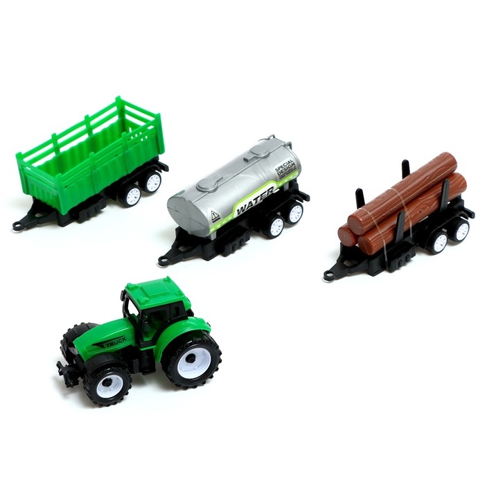 Набор игровой «Ферма», инерция, трактор, 3 прицепа Набор игровой «Ферма», инерция, трактор, 3 прицепа
