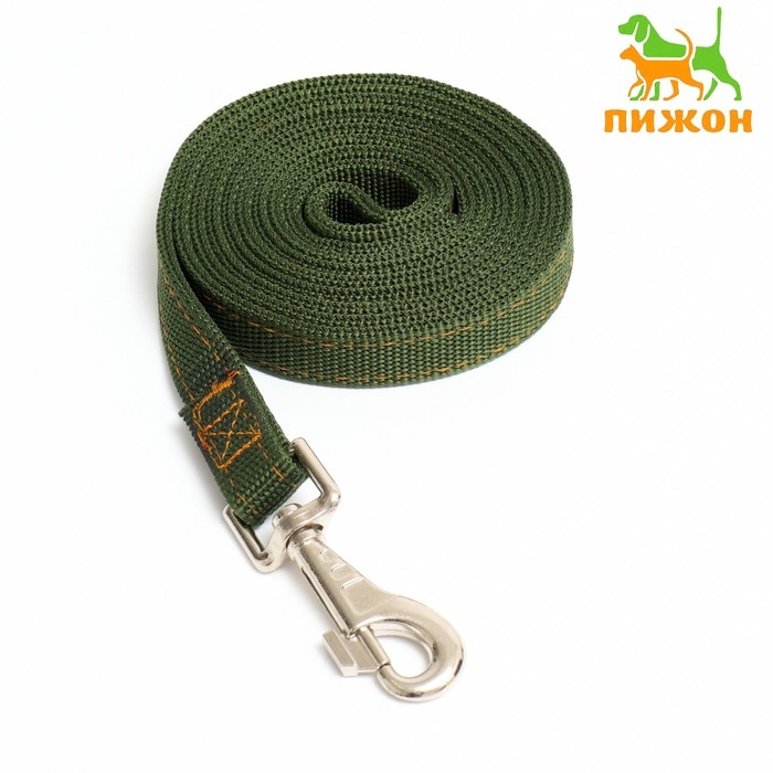 Поводок двухслойный с усиленным карабином, 2 м х 2 см, зелёный Поводок двухслойный с усиленным карабином, 2 м х 2 см, зелёный