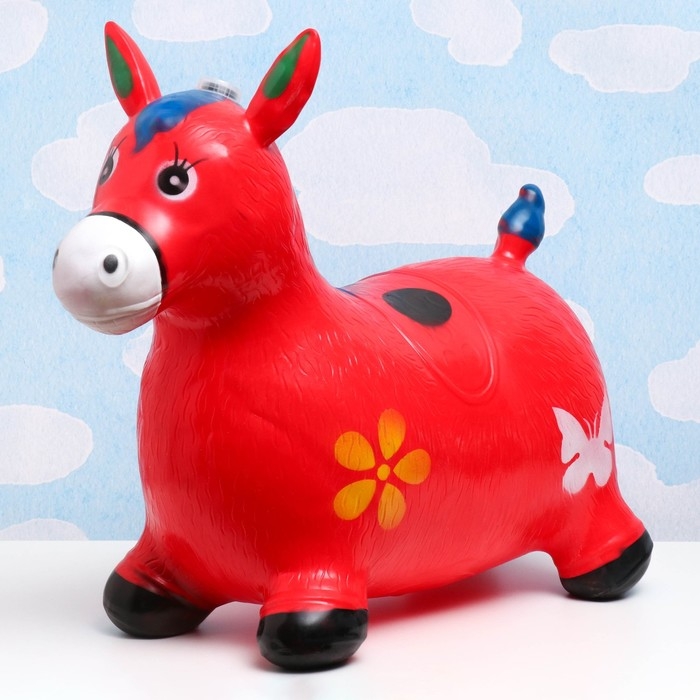 Игрушка - прыгун детская Игрушка - прыгун детская "Музыкальная Лошадка" резиновая надувная, 50х30см, красная
