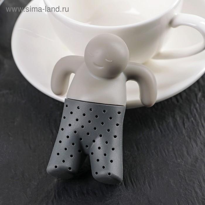 Ситечко для чая Доляна «Человечек», 8,5×7×3 см, цвет серый Ситечко для чая Доляна «Человечек», 8,5×7×3 см, цвет серый