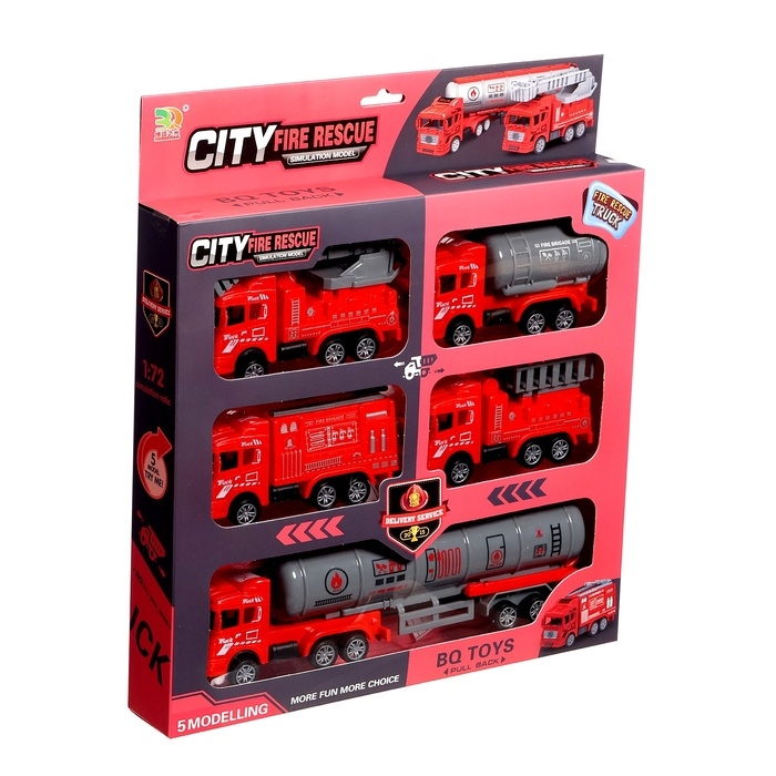 Игровой набор «Пожарная служба», инерция, 5 грузовиков в комплекте Игровой набор «Пожарная служба», инерция, 5 грузовиков в комплекте