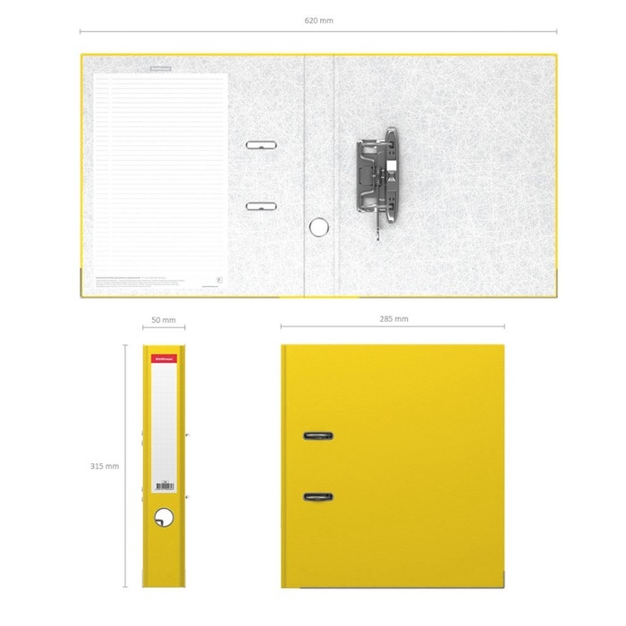 Папка-регистратор А4, 50 мм, ErichKrause Standard, бумвинил, с этикеткой на корешке, нижний металлический кант, желтая Папка-регистратор А4, 50 мм, ErichKrause Standard, бумвинил, с этикеткой на корешке, нижний металлический кант, желтая