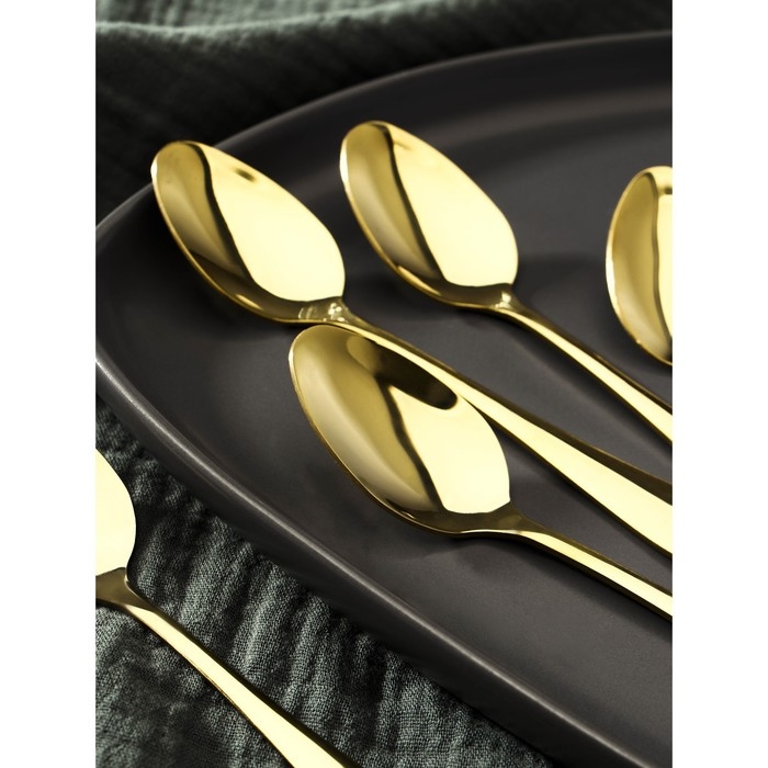 Ложки чайные Доляна &laquo;Голд&raquo;, длина 13,5 см, 6 шт