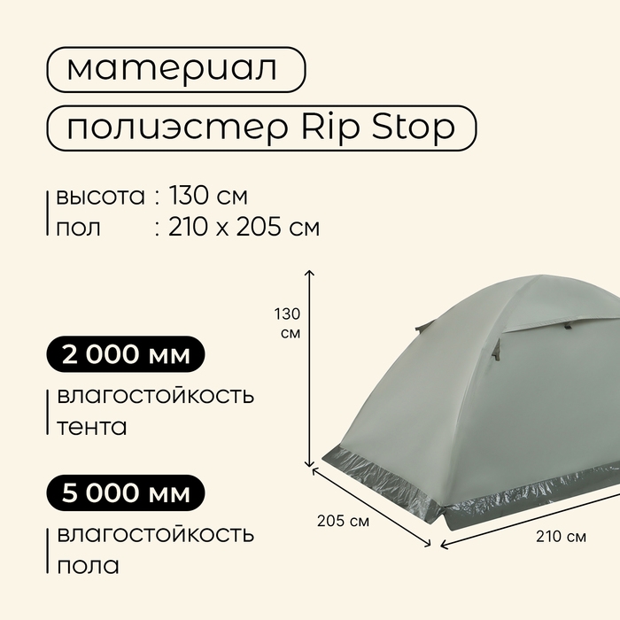Палатка туристическая, треккинговая maclay TAGANAY 3, 3-местная Палатка туристическая, треккинговая maclay TAGANAY 3, 3-местная