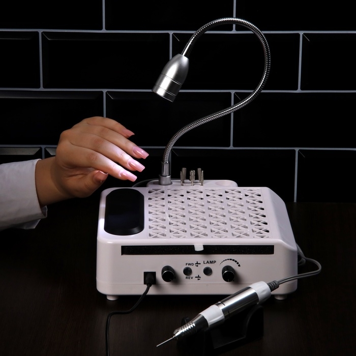 Аппарат для маникюра и педикюра Windigo LMH-04, 80 Вт, 35000 об/мин, лампа, ручка, белый