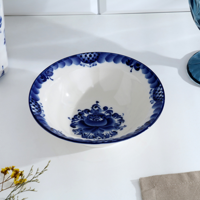 Тарелка &laquo;Трапеза&raquo;, малая, D=17,5 см, гжель