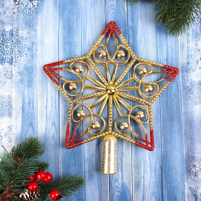 Наконечник Наконечник "Звезда завитки" 23,5х21 см, золотисто-красный