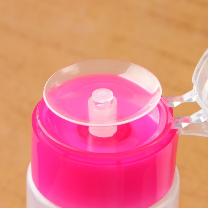 Флакон с помпой, 75 мл, цвет розовый/прозрачный Флакон с помпой, 75 мл, цвет розовый/прозрачный