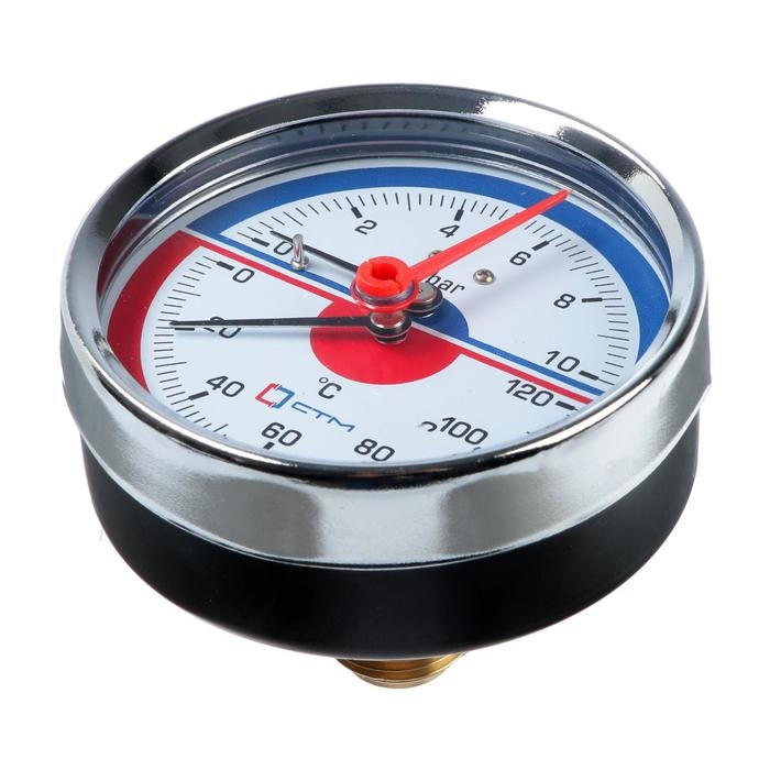 Термоманометр  Термоманометр "CTM", аксиальный, Дк 80 мм, 1 МПа, наружная резьба 1/4", 120°С