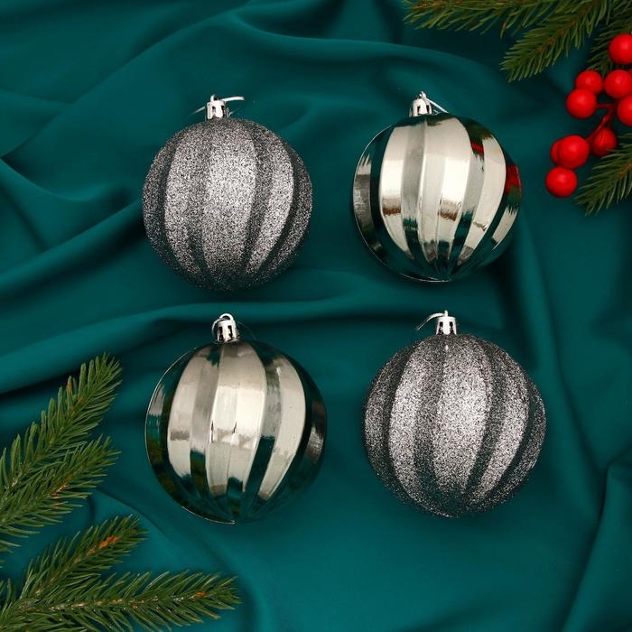 Набор шаров пластик d-8 см, 4 шт Набор шаров пластик d-8 см, 4 шт "Маскарад" микс