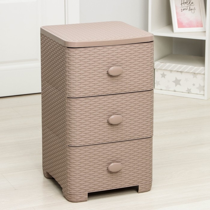 Комод 3-х секционный «Плетёнка», 37,5×36×63 см, цвет какао Комод 3-х секционный «Плетёнка», 37,5×36×63 см, цвет какао