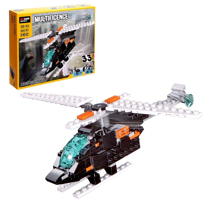 Конструктор блочный «Вертолёт», 33 варианта сборки, 256 деталей Конструктор блочный «Вертолёт», 33 варианта сборки, 256 деталей