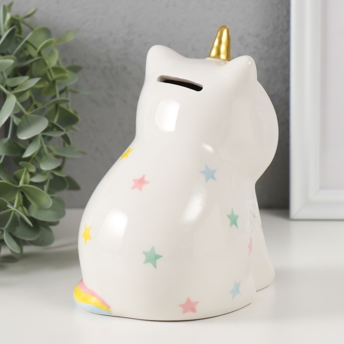 Копилка керамика Копилка керамика "Котик-единорог" 13х10х16 см