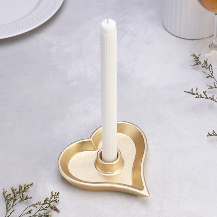 Подсвечник Подсвечник "Сердце" из гипса,14х2,5см,золото