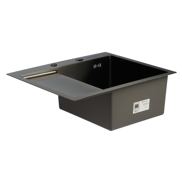 Мойка кухонная AFLORN AF95848F-R, врезная, правая, S=3 и 0,8 мм, 58х48х22 см, сифон, графит Мойка кухонная AFLORN AF95848F-R, врезная, правая, S=3 и 0,8 мм, 58х48х22 см, сифон, графит