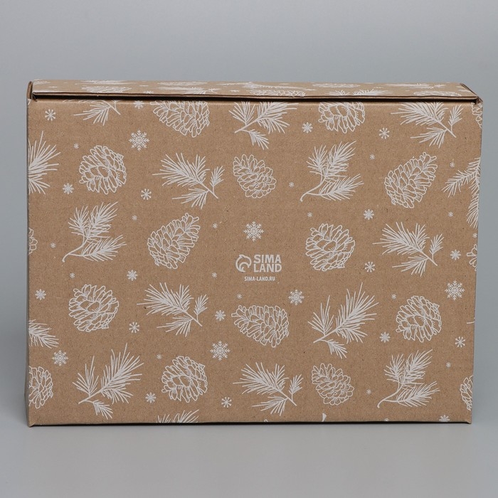 Коробка новогодняя складная «Шишки», бурый, 27 х 21 х 9 см, Новый год Коробка новогодняя складная «Шишки», бурый, 27 х 21 х 9 см, Новый год