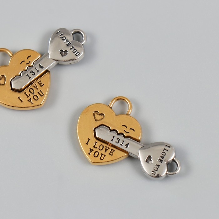 Замок магнитный металл Замок магнитный металл "Ключик и замочек" золото, серебро 2,3х3,4х0,5 см (н-р 2 половинки)