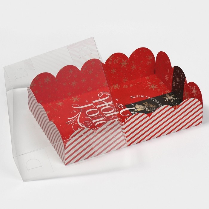 Коробка подарочная с PVC крышкой «Ретро», 20 х 30 х 8 см, Новый год