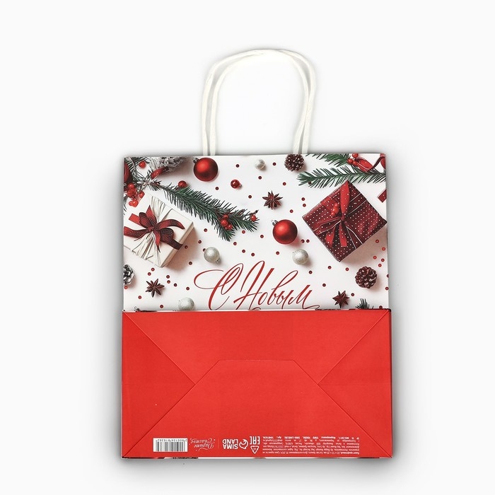 Пакет подарочный новогодний крафтовый «С Новым годом», 22 х 12 х 25 см , Новый год Пакет подарочный новогодний крафтовый «С Новым годом», 22 х 12 х 25 см , Новый год